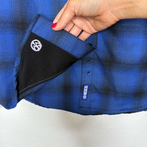 Dixxon Pennywise Flannel Shirt Women’s Medium Blue Black Plaid Pearl Snap Button - Picture 6 of 9